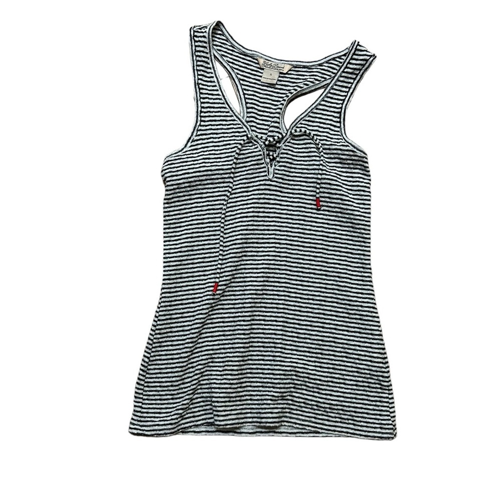 Lucky Brand Strip Tank Top Lace Up Racer Back